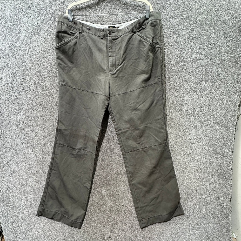 LL Bean Field Trouser Cargo Pants Women 18 Cotton Linen Olive Green Relaxed Fit